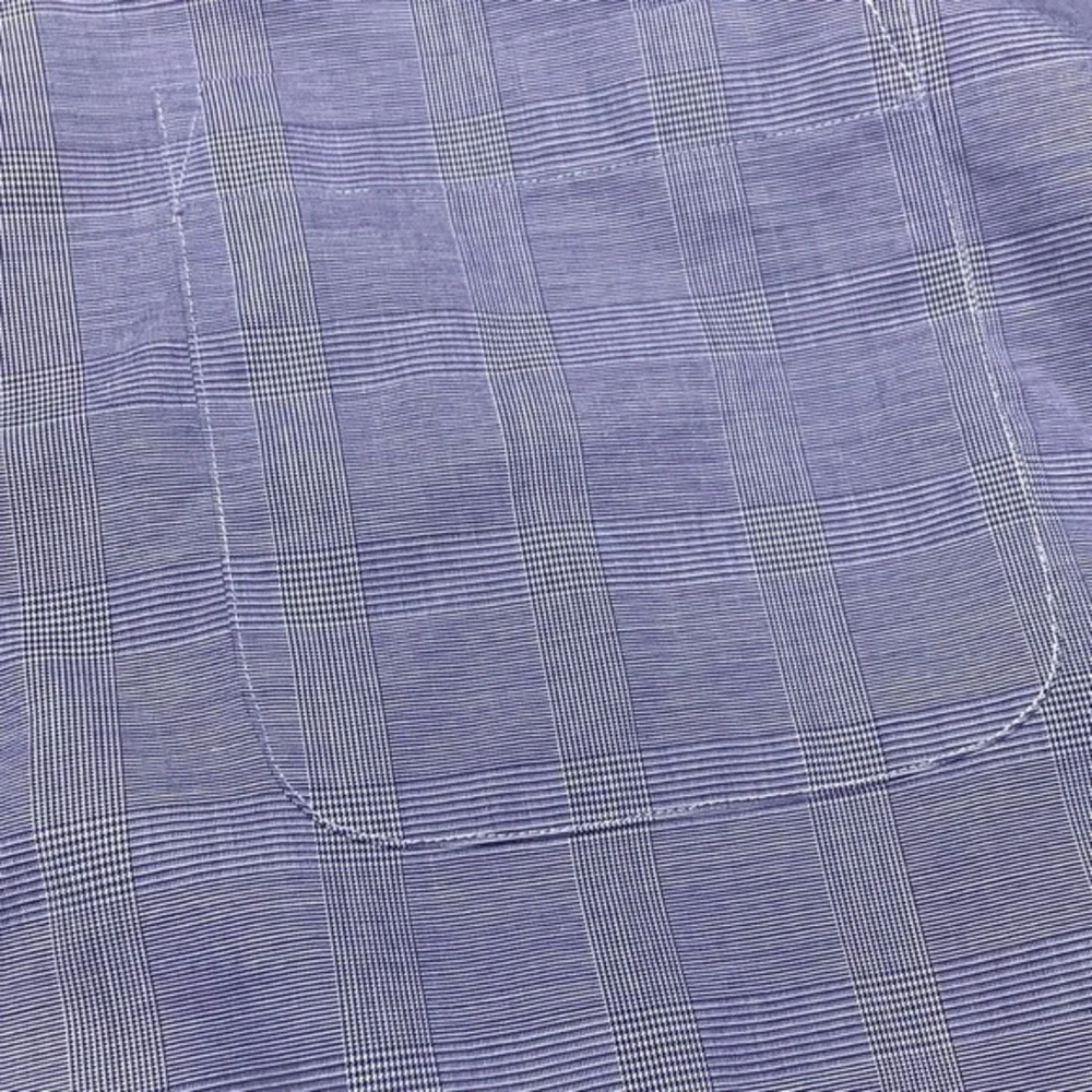 Nautica Mens Dress Shirt 17.5 34/35 Purple Micro Check Plaid Wrinkle Free XL‎